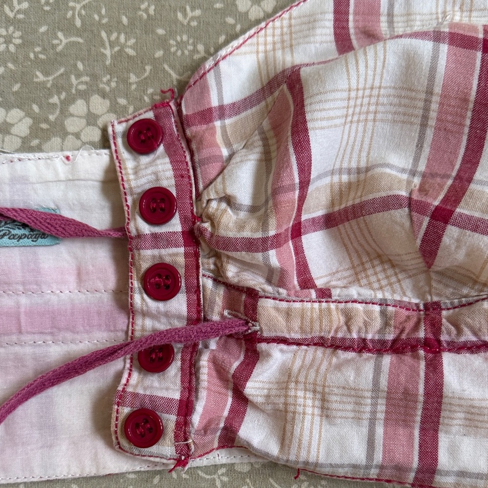 Vintage Papaya Pink and White Plaid Crop Top - Picture 6 of 6